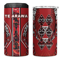 Aotearoa Te Arawa 4 in 1 Can Cooler Tumbler Maori Tribal Dark Red Paua Shell Pattern