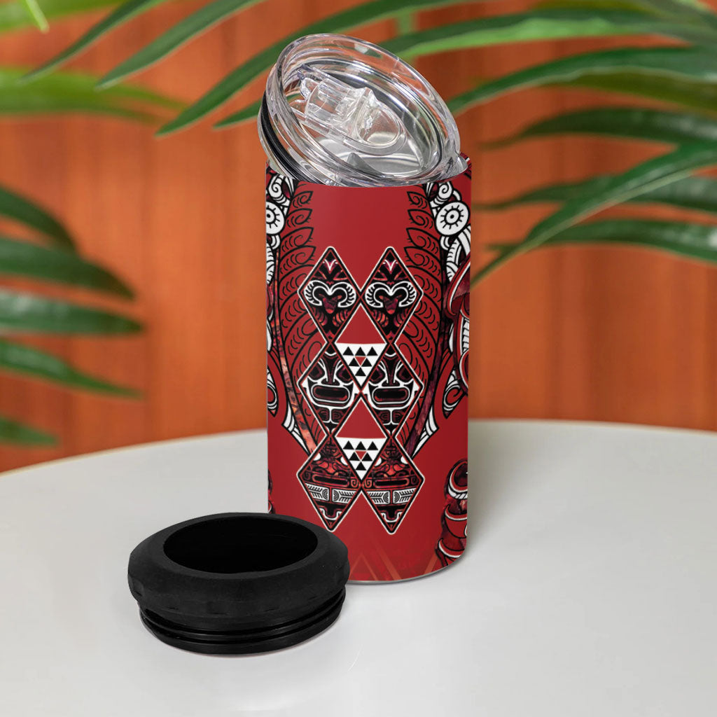 Aotearoa Te Arawa 4 in 1 Can Cooler Tumbler Maori Tribal Dark Red Paua Shell Pattern