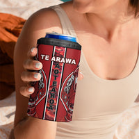 Aotearoa Te Arawa 4 in 1 Can Cooler Tumbler Maori Tribal Dark Red Paua Shell Pattern