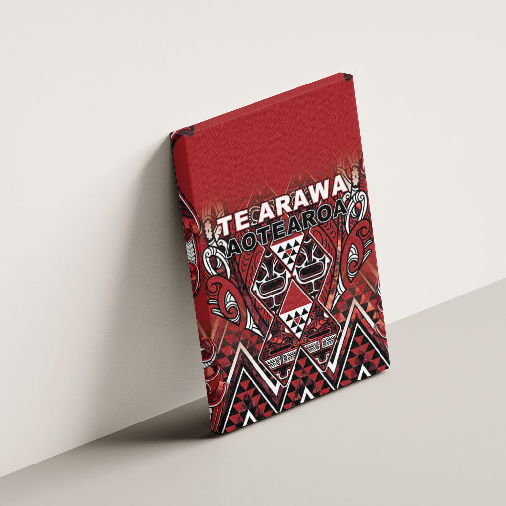Aotearoa Te Arawa Canvas Wall Art Maori Tribal Dark Red Paua Shell Pattern