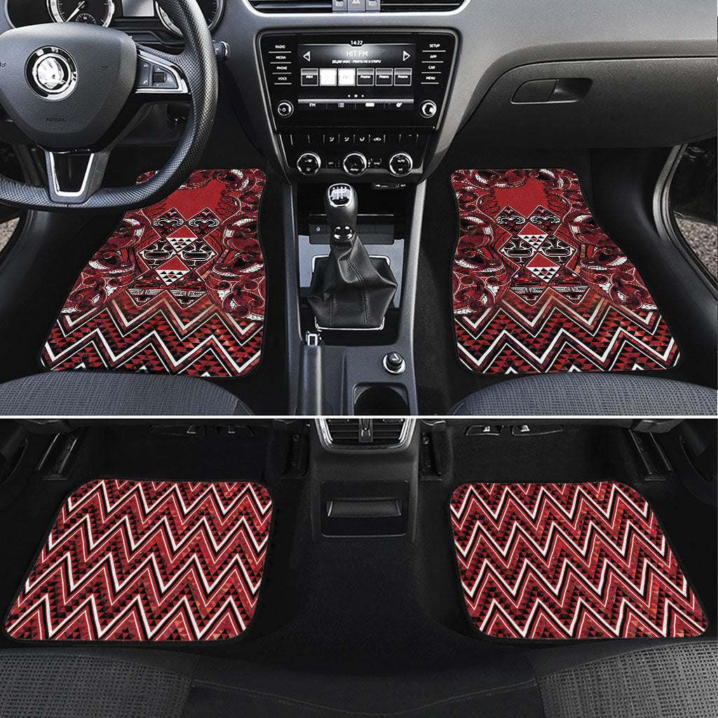 Aotearoa Te Arawa Car Mats Maori Tribal Dark Red Paua Shell Pattern