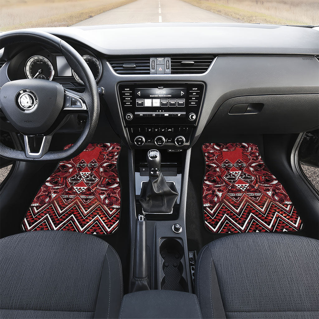 Aotearoa Te Arawa Car Mats Maori Tribal Dark Red Paua Shell Pattern
