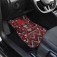 Aotearoa Te Arawa Car Mats Maori Tribal Dark Red Paua Shell Pattern