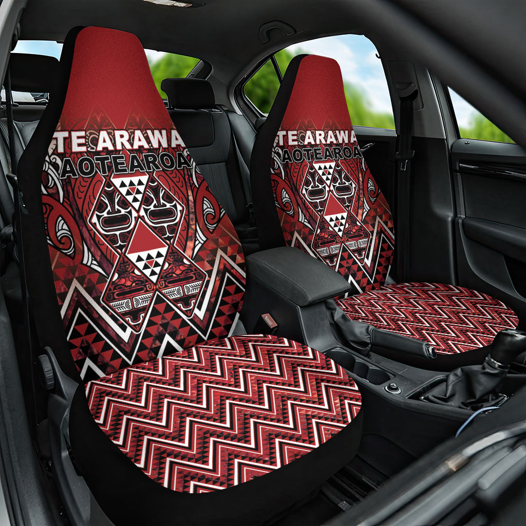Aotearoa Te Arawa Car Seat Cover Maori Tribal Dark Red Paua Shell Pattern DT05 One Size Red - Polynesian Pride