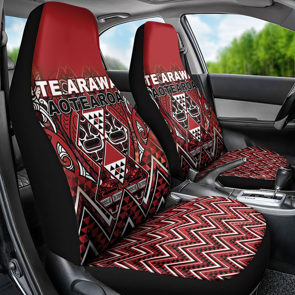 Aotearoa Te Arawa Car Seat Cover Maori Tribal Dark Red Paua Shell Pattern