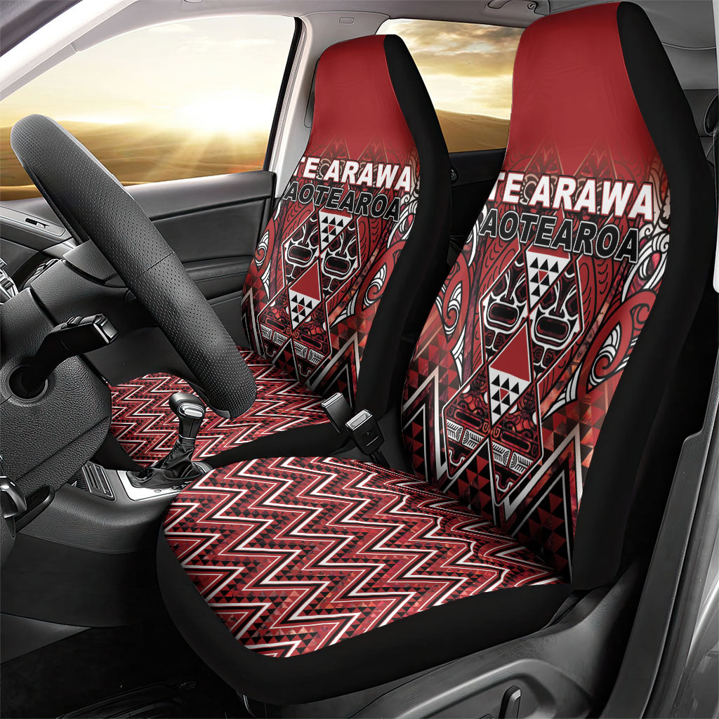 Aotearoa Te Arawa Car Seat Cover Maori Tribal Dark Red Paua Shell Pattern