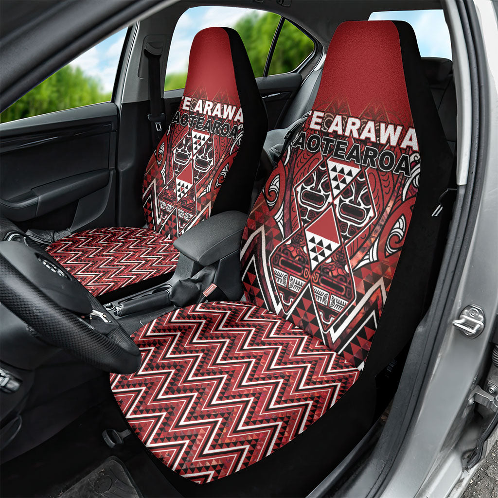 Aotearoa Te Arawa Car Seat Cover Maori Tribal Dark Red Paua Shell Pattern