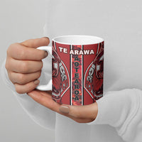 Aotearoa Te Arawa Ceramic Mug Maori Tribal Dark Red Paua Shell Pattern