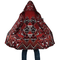 Aotearoa Te Arawa Cloak Maori Tribal Dark Red Paua Shell Pattern