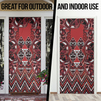 Aotearoa Te Arawa Door Cover Maori Tribal Dark Red Paua Shell Pattern