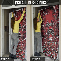 Aotearoa Te Arawa Door Cover Maori Tribal Dark Red Paua Shell Pattern