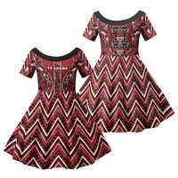 Aotearoa Te Arawa Family Matching Long Sleeve Bodycon Dress and Hawaiian Shirt Maori Tribal Dark Red Paua Shell Pattern