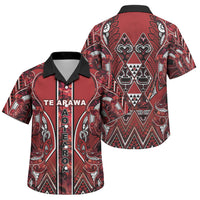 Aotearoa Te Arawa Family Matching Puletasi and Hawaiian Shirt Maori Tribal Dark Red Paua Shell Pattern