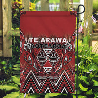 Aotearoa Te Arawa Garden Flag Maori Tribal Dark Red Paua Shell Pattern
