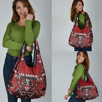 Aotearoa Te Arawa Grocery Bag Maori Tribal Dark Red Paua Shell Pattern