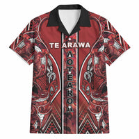 Aotearoa Te Arawa Hawaiian Shirt Maori Tribal Dark Red Paua Shell Pattern