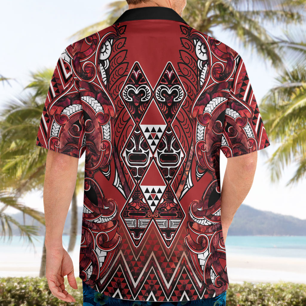 Aotearoa Te Arawa Hawaiian Shirt Maori Tribal Dark Red Paua Shell Pattern