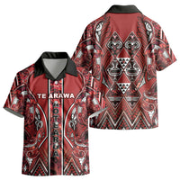 Aotearoa Te Arawa Kid Hawaiian Shirt Maori Tribal Dark Red Paua Shell Pattern