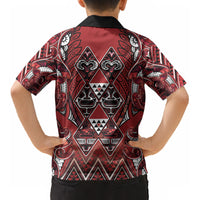 Aotearoa Te Arawa Kid Hawaiian Shirt Maori Tribal Dark Red Paua Shell Pattern