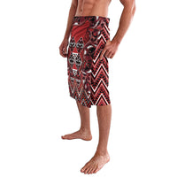 Aotearoa Te Arawa Lavalava Maori Tribal Dark Red Paua Shell Pattern