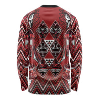 Aotearoa Te Arawa Long Sleeve Shirt Maori Tribal Dark Red Paua Shell Pattern