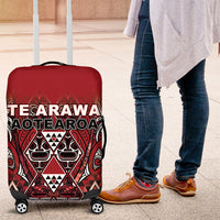 Aotearoa Te Arawa Luggage Cover Maori Tribal Dark Red Paua Shell Pattern