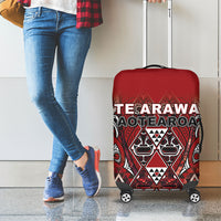 Aotearoa Te Arawa Luggage Cover Maori Tribal Dark Red Paua Shell Pattern