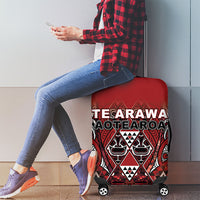 Aotearoa Te Arawa Luggage Cover Maori Tribal Dark Red Paua Shell Pattern