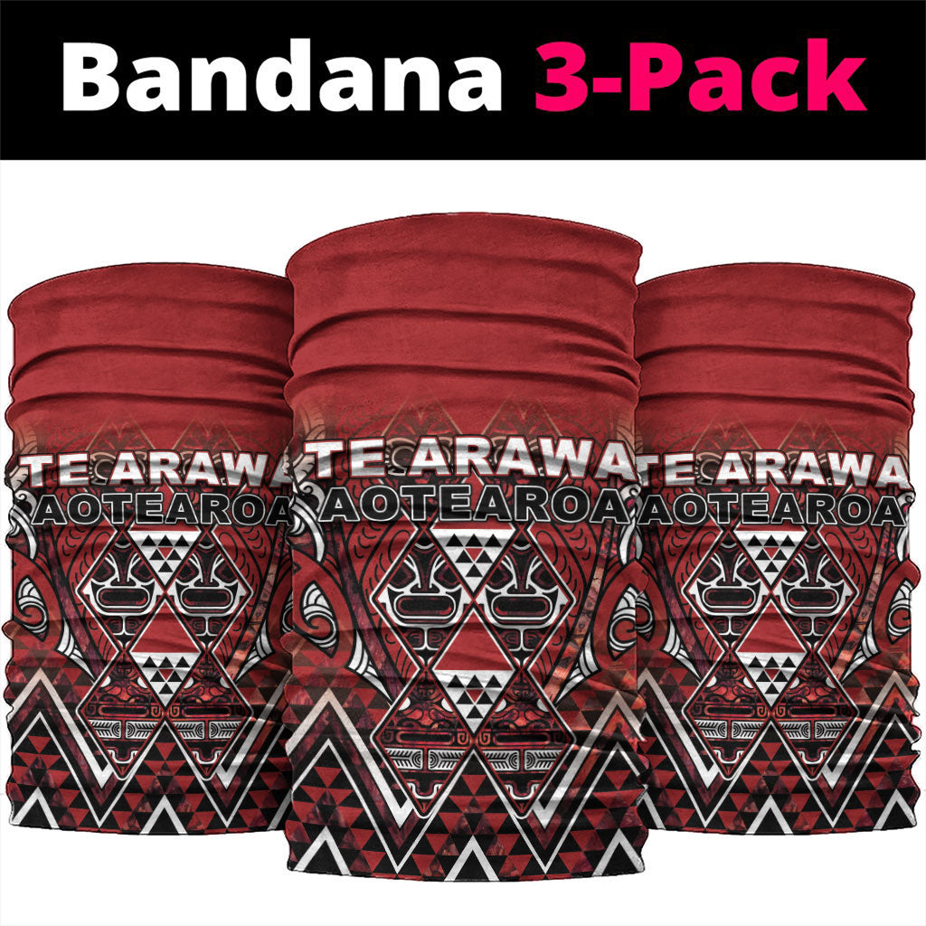 Aotearoa Te Arawa Neck Gaiter Maori Tribal Dark Red Paua Shell Pattern