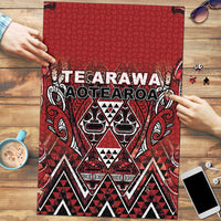 Aotearoa Te Arawa Puzzle Maori Tribal Dark Red Paua Shell Pattern