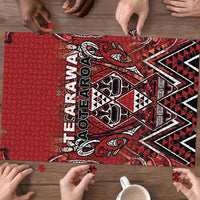 Aotearoa Te Arawa Puzzle Maori Tribal Dark Red Paua Shell Pattern