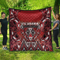 Aotearoa Te Arawa Quilt Maori Tribal Dark Red Paua Shell Pattern