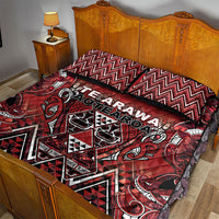 Aotearoa Te Arawa Quilt Bed Set Maori Tribal Dark Red Paua Shell Pattern