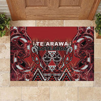 Aotearoa Te Arawa Rubber Doormat Maori Tribal Dark Red Paua Shell Pattern