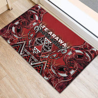 Aotearoa Te Arawa Rubber Doormat Maori Tribal Dark Red Paua Shell Pattern
