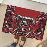 Aotearoa Te Arawa Rubber Doormat Maori Tribal Dark Red Paua Shell Pattern