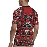 Aotearoa Te Arawa Rugby Jersey Maori Tribal Dark Red Paua Shell Pattern
