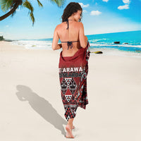 Aotearoa Te Arawa Sarong Maori Tribal Dark Red Paua Shell Pattern