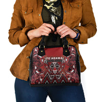 Aotearoa Te Arawa Shoulder Handbag Maori Tribal Dark Red Paua Shell Pattern