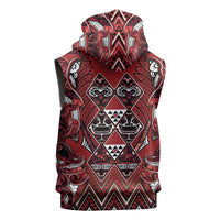 Aotearoa Te Arawa Sleeveless Zip Hoodie Maori Tribal Dark Red Paua Shell Pattern