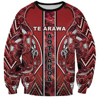 Aotearoa Te Arawa Sweatshirt Maori Tribal Dark Red Paua Shell Pattern