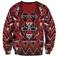 Aotearoa Te Arawa Sweatshirt Maori Tribal Dark Red Paua Shell Pattern