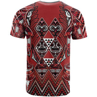 Aotearoa Te Arawa T Shirt Maori Tribal Dark Red Paua Shell Pattern
