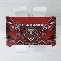 Aotearoa Te Arawa Tablecloth Maori Tribal Dark Red Paua Shell Pattern