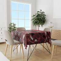 Aotearoa Te Arawa Tablecloth Maori Tribal Dark Red Paua Shell Pattern
