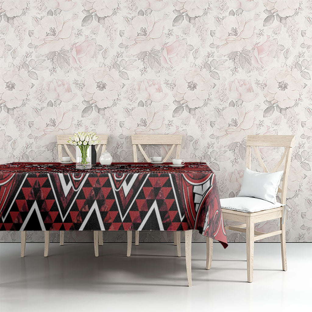 Aotearoa Te Arawa Tablecloth Maori Tribal Dark Red Paua Shell Pattern