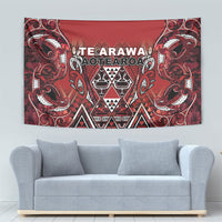Aotearoa Te Arawa Tapestry Maori Tribal Dark Red Paua Shell Pattern