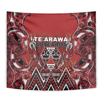 Aotearoa Te Arawa Tapestry Maori Tribal Dark Red Paua Shell Pattern