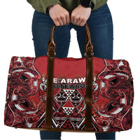 Aotearoa Te Arawa Travel Bag Maori Tribal Dark Red Paua Shell Pattern