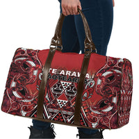 Aotearoa Te Arawa Travel Bag Maori Tribal Dark Red Paua Shell Pattern